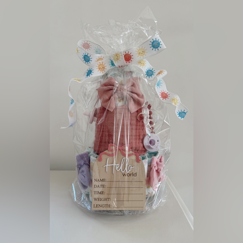 Pink Baby Gift Set with Bow and Accessories